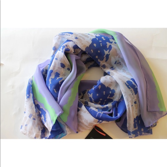 NWT Cynthia Rowley Women Scarf Tie Dye Violet Blue White Winter Beautiful - Picture 3 of 8